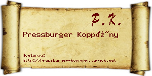 Pressburger Koppány névjegykártya
